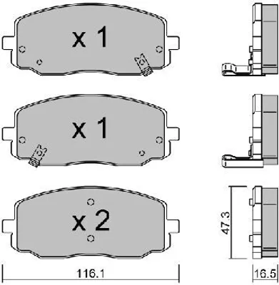 Produktbild von AISIN BPKI-1001 Bremsbeläge Satz Vorne Bremsklötze für HYUNDAI i10 (PA) für KIA Picanto (SA)