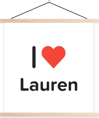 Produktbild von MuchoWow® Textilposter Ich liebe - Lauren - Mädchen 40x40 cm mit holzfarbenen Rahmen - Posterleiste