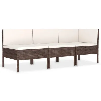 Produktbild von vidaXL 3-tlg. Garten-Lounge-Set mit Auflagen Poly Rattan Braun