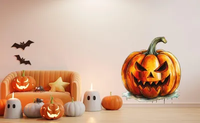 lachender gruseliger Halloween-Kürbis – Decords Wandtattoo, Produktansicht 1