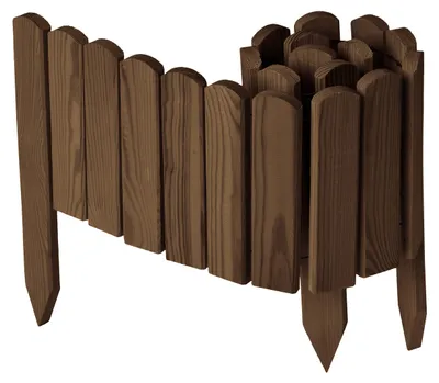 Produktbild von Garronda Beeteinfassung Holz Rollzaun Gartenzaun imprägniert Flexibler Rollborder Rasenkante  Länge: 100 cm (Dunkelbraun, Höhe: 20 cm)
