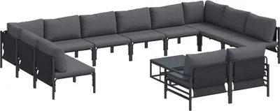 Image de vidaXL Ensemble de canapé de jardin avec coussins 13 pcs noir acier