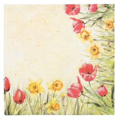 Produktbild von 50 Servietten, 3-lagig 1/4-Falz 40 cm x 40 cm "Tulips & Daffodils"