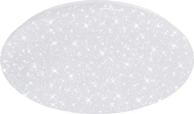 A white, oval-shaped LED ceiling light with a star-like pattern.