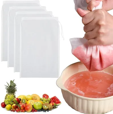 4er-Set Nussmilchbeutel aus Nylon, feinmaschig, wiederverwendbar