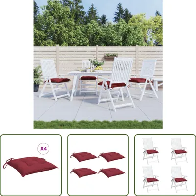 Produktbild von The Living Store Stuhlkissen 4 Stk. Weinrot 40x40x7 cm Oxford-Gewebe