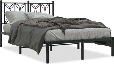 Produktbild von "Rabatt" Bettgestell Komfort - mit Lattenrost - mit Kopfteil Metall Schwarz 120x200 cm - Klassische Betten CC17254