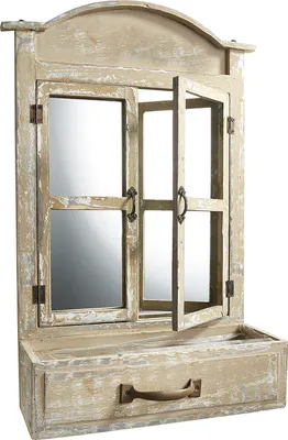 Produktbild von Kobolo deco okenní rám dřevěná okenice - se zrcadlem - zásuvka pro výsadbu