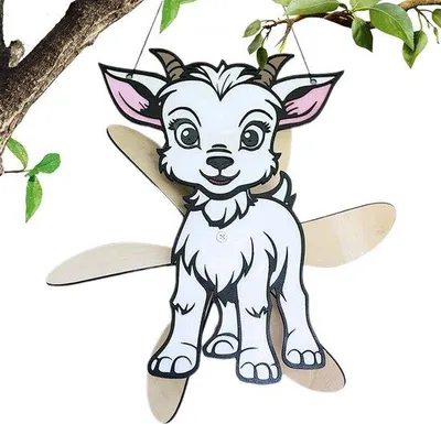 Produktbild von Windspinner Holz - Handgefertigtes Gartenornament