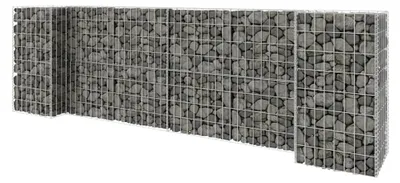 Produktbild von H-förmiger Gabionen-Pflanzkorb aus Metall, Hochbeet, Gabionen Zaun, Steinkorb Blumenkasten, Pflanzkübel, Gabionen Hochbeet, Stahldraht 260x40x80 cm