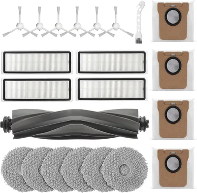 Produktbild von 21 Stück Staubsauger Zubehör für Dreame L10s Ultra, L10 Ultra, L10 Prime, Gen 2, für Xiaomi X20+,X10+, 1 Hauptbürste, 6 Wischtücher, 4 Filter, 6 Seitenbürsten, 2 Staubbeutel, 1 Reinigungsbürste