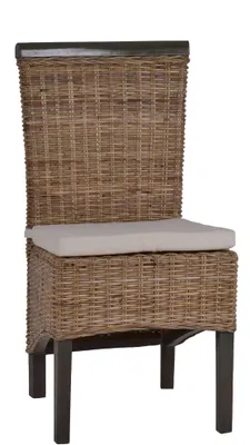 Produktbild von MiaMöbel Esszimmerstuhl Rattan 47x98x57 cm Landhausstil Kubu Rattan (Koboo grey) Mahagoni Grau