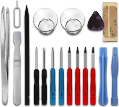Produktbild von Handy Reparatur Werkzeuge Magnetisch, 18-teilig mit Pentalobe & Torx Schraubendreher Set, Plastikheber Saugnapf, Schraubenzieher Satz mit Pinzette Displaykleber, Präzisions Reparaturset Feinmechanik