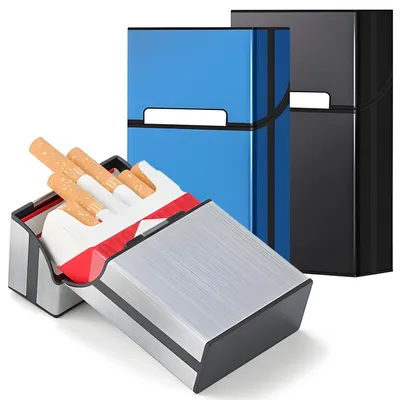 Imagen del producto de Estuche metálico para cigarrillos con cierre magnético, juego de 3 unidades, para 18-20 cigarrillos, ideal para llevar ContiGo!