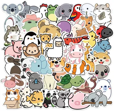 Produktbild von Jumada's – 50 süße Tieraufkleber – Koala, Schildkröte, Elefant, Löwe – Laptop-, Koffer-, Bullet Journal-, Planeraufkleber – für Kinder & Erwachsene