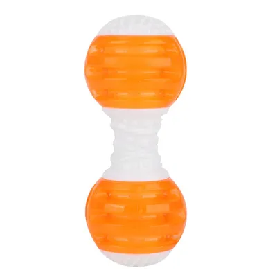 Produktbild von Hundespielzeug, bissfester, langlebiger Kauen Spielzeug in Form einer Hantel mit Geräusch, zur Zahnreinigung und Zahnpflege für Hunde