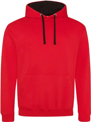 Produktbild von Just Hoods JH003 | Varsity Herren Hoodie / Kaputzenpullover - Farbe: Fire Red/Jet Black - Größe: XL