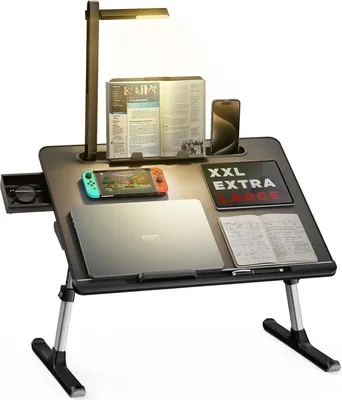 Produktbild von Laptoptisch Betttisch mit LED Lampe Höhe verstellbar Buchständer Tablet Schlitz