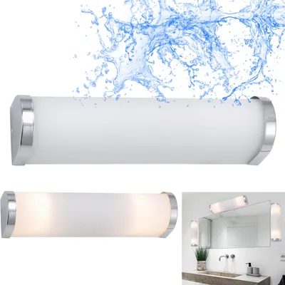 Produktbild von Bad Wandleuchte Milchglas weiß mit Chrom 2x E14 31,5cm - Briloner Splash