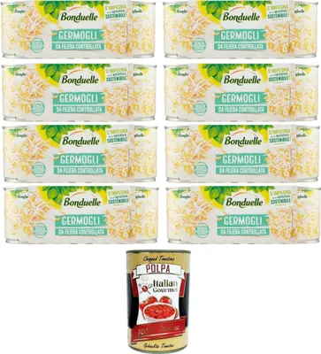 Produktbild von Bonduelle Germogli Di Soia Sojabohnen 8x600g (3x200gr)+ Italian Gourmet Polpa 400g