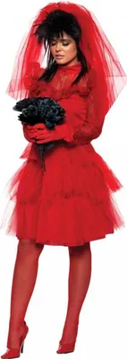 Produktbild von Rotes Gothic Braut Damen Kostüm für Halloween & Fasching Größe: S