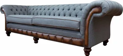 Produktbild von Luxus Sofa 4 Sitzer Wohnzimmer Chesterfield Couch Design Grau Sofas Neu