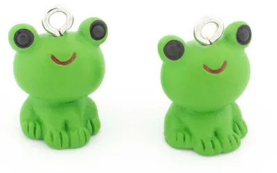 Produktbild von Vintageparts Froschanhänger aus Resin in Grasgrün 17 mm 2 Stück