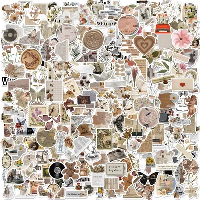 Produktbild von Vintage Aufkleber - Wasserfestes Sticker-Set für Scrapbooking und Journaling - 273 Stück