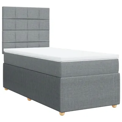 Produktbild von Boxspringbett mit Matratze Hellgrau 90x190 cm Stoff