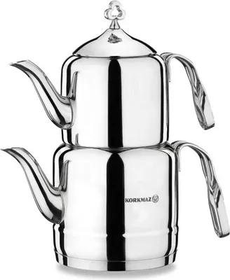 Image de Théière Korkmaz Cintemani en inox 18/10 argenté 1,1 L / 2,0 L