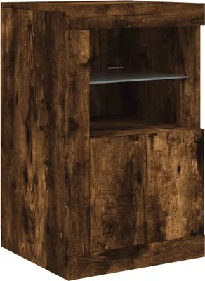 Produktbild von "2026 Aktion"Beistellschrank Moderner Look - Standregal/Bücherregal - mit LED-Leuchten Räuchereiche Holzwerkstoff DEMöbel 5887287