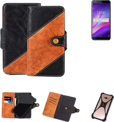 Produktbild von K-S-Trade Handyhülle Schutzhülle Bookstyle Case Wallet-Case kompatibel mit Vernee M3 Handy Cover Bumper Klapphülle schwarz hellbraun 1x