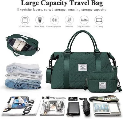 Immagine prodotto di Borsa da viaggio impermeabile da donna, borsa sportiva, borsa da weekend, nera