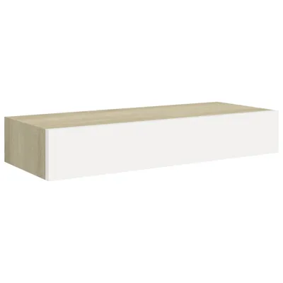 Obrázok produktu pre Nástenná zásuvková polica dubová a biela 60x23,5x10 cm MDF