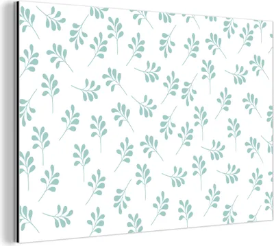 Obrázok produktu pre Nástenná dekorácia Kovový kovový obraz Wall Art 120x80cm Listy - vzor - modrá Muchowow Hliníkové obrazy