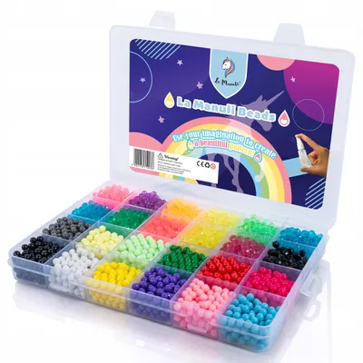 Immagine prodotto di La Manuli Perline ad acqua 3300 pezzi 24 colori 5 mm con scatola organizer – perline magiche che si attaccano con l’acqua, kit creativo