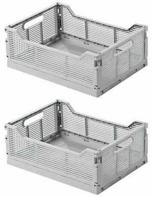 Image de Boîtes de rangement pliables, lot de 2, 40 x 30 cm, paniers de rangement pliables et empilables pour