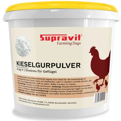 Produktbild von Supravit Kieselgur für Hühner 4kg | Kieselgur mineralisches Pulver Einstreu für Hühner | Diatomeenerde Pulver für Hühner & Geflügelstall