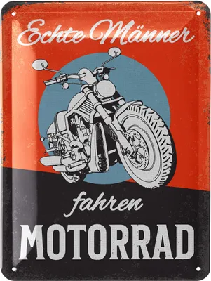 Produktbild von LANOLU Retro Blechschild Motorrad, Geschenkidee für Männer und Biker, lustige Blechschilder Sprüche, Schild für Werkstatt und Garage 15x20cm