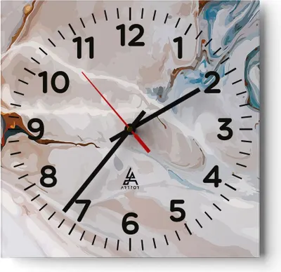 Produktbild von Wanduhr - Quadrat - Glasuhr - Abstraktion modern - 40x40cm - Schleichendes Uhrwerk - Lautlos - zum Aufhängen bereit - Dekoration Modern - Wanddekoration aus Glas - C4AC40x40-4050