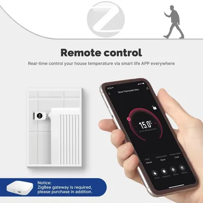 Immagine prodotto di Termostato intelligente per radiatori - Valvola termostatica programmabile ZigBee - Set da 2 pezzi - Controllo tramite app - Controllo remoto della temperatura - Compatibile con Alexa e Google Home