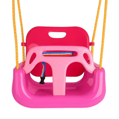 Produktbild von KRUMAD Kinderschaukel Indoor und Outdoor 3-in-1 Babyschaukel Belastbar bis 30 kg Gartenschaukel Höhenverstellbar Sicher und Bequem Rosatöne
