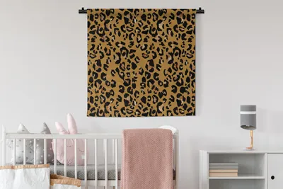 Produktbild von MuchoWow® Wandteppich Wandbehang Pantherdruck - Gelb - Gold 90x90 cm Tapisserie Dekoration Wandtuch - Wandaufhänger