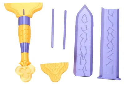Image de Épée en plastique imprimée en 3D, jouet pour jeux de rôle, cosplay, costume, accessoire de collection, idéale pour les festivals, les vacances et les cadeaux. Disponible en jaune et en bleu