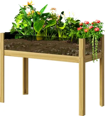 Produktbild von Hochbeet,Holz-PflanzboxmitAcrylplattenanzweiSeiten,für118LErde,Wasserabflusslöcher,110x50x80cm