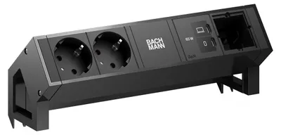 Produktbild von Bachmann Desk2 2Xcee7/3 1Xusb C/C 65W, 1Xcm L=0,2M Ral9005