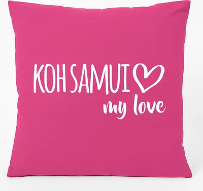 Produktbild von Huuraa Kissen Koh Samui my love 40x40cm mit Füllung Fuchsia Baumwolle Dekokissen Geschenkidee