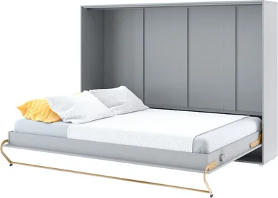 Produktbild von Wandbett Schrankbett CONCEPT PRO CP-04 Horizontal 140x200 GRAU MATT Wandklappbett, Schrankklappbett, Schrank mit integriertem Klappbett, Funktionsbett