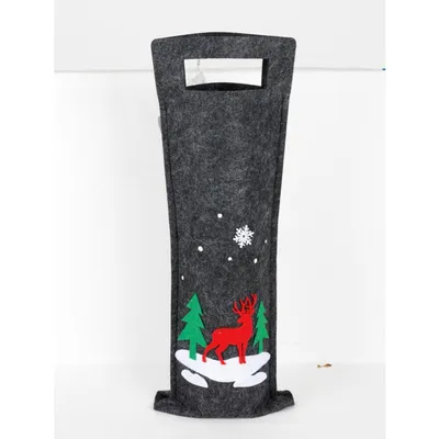 Produktbild von 12 Stück Filz-Geschenktasche für Flaschen Beutel 14,5x41cm Weihnachten Winter