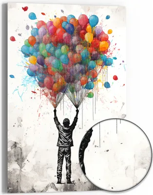 Produktbild von DEQOART Hybrid Leinwand Bild 60x90 cm 'Freiheit im Aufschwung' Wandbild Glas flach modern
